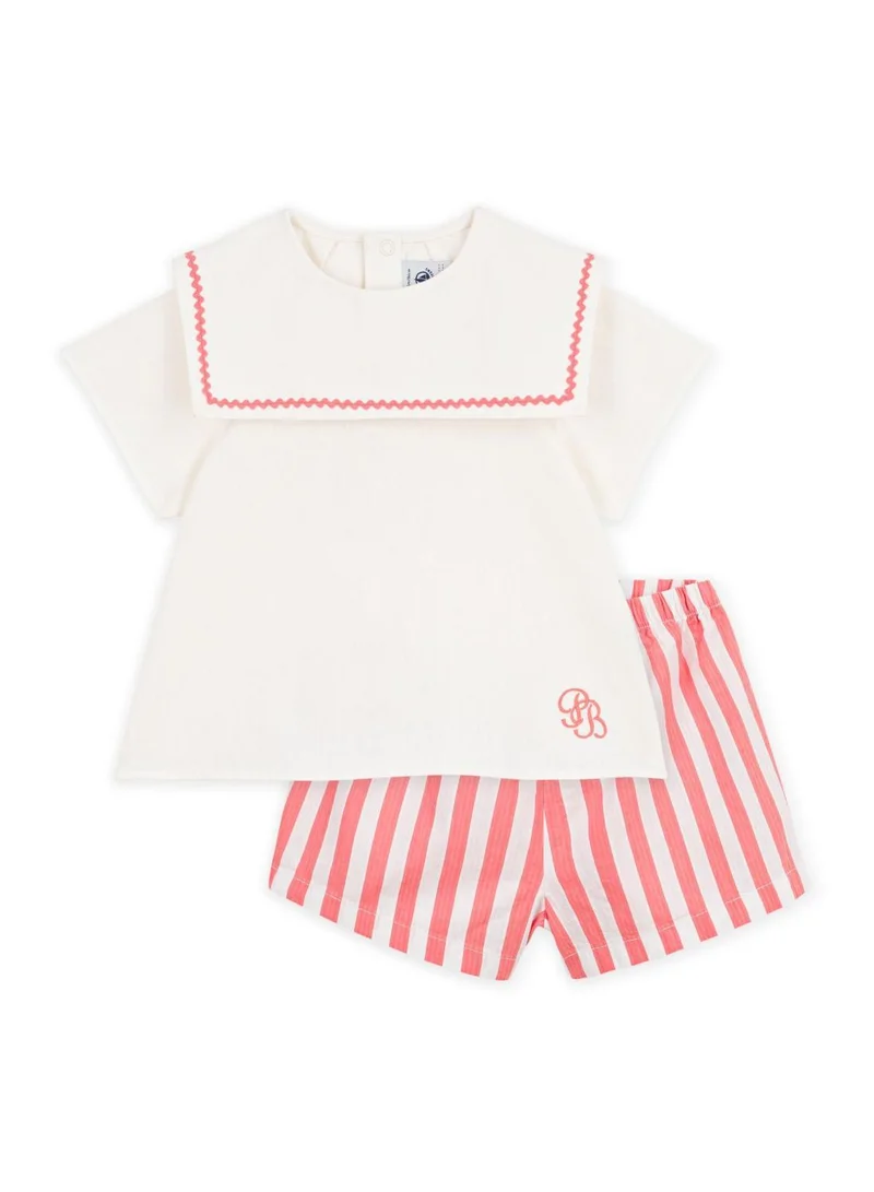 بيتي باتو Babies' 2-piece cotton/linen outfit, with a sailor collar top